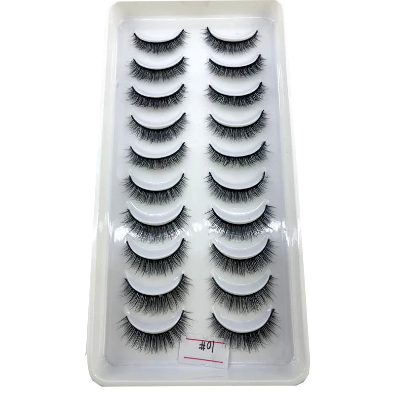 2023 New 10 pairs 3D Mink Eyelashes Natural False Eyelashes Lashes Soft Fake Eyelashes Extension Makeup Tools Wholesale