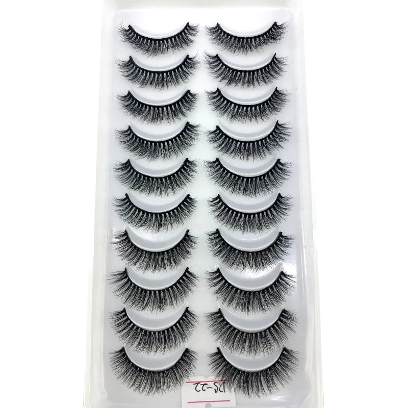 2023 New 10 pairs 3D Mink Eyelashes Natural False Eyelashes Lashes Soft Fake Eyelashes Extension Makeup Tools Wholesale