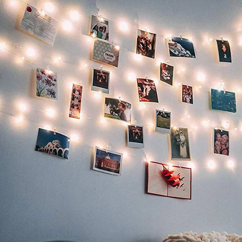 Picture Photo Frame Banner Wedding Decoration Birthday Party Decoration Wedding Wall Rope Clip Wedding Party Supplies
