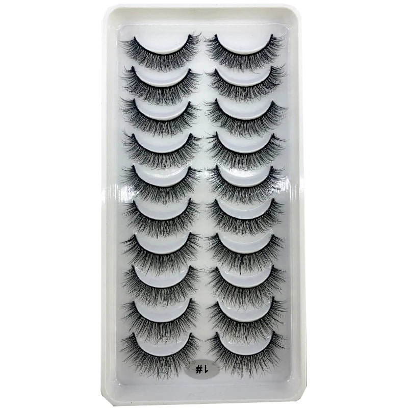 2023 New 10 pairs 3D Mink Eyelashes Natural False Eyelashes Lashes Soft Fake Eyelashes Extension Makeup Tools Wholesale