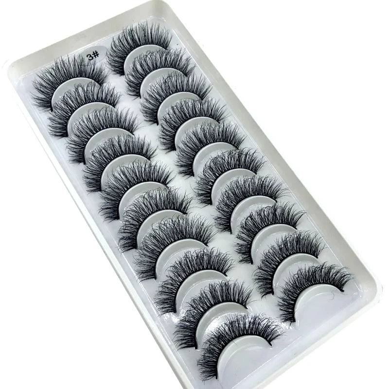 2023 New 10 pairs 3D Mink Eyelashes Natural False Eyelashes Lashes Soft Fake Eyelashes Extension Makeup Tools Wholesale