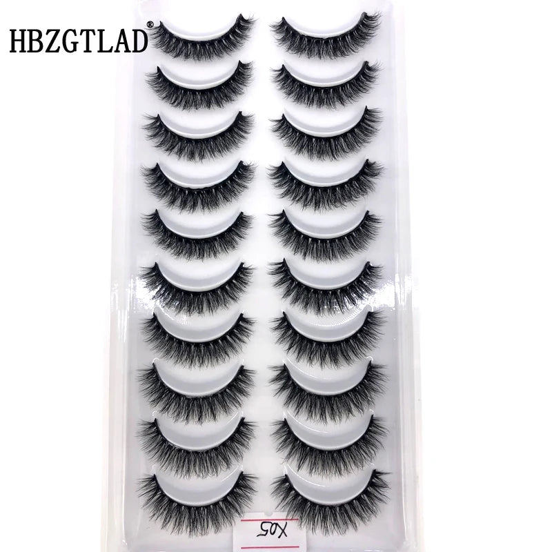 2023 New 10 pairs 3D Mink Eyelashes Natural False Eyelashes Lashes Soft Fake Eyelashes Extension Makeup Tools Wholesale