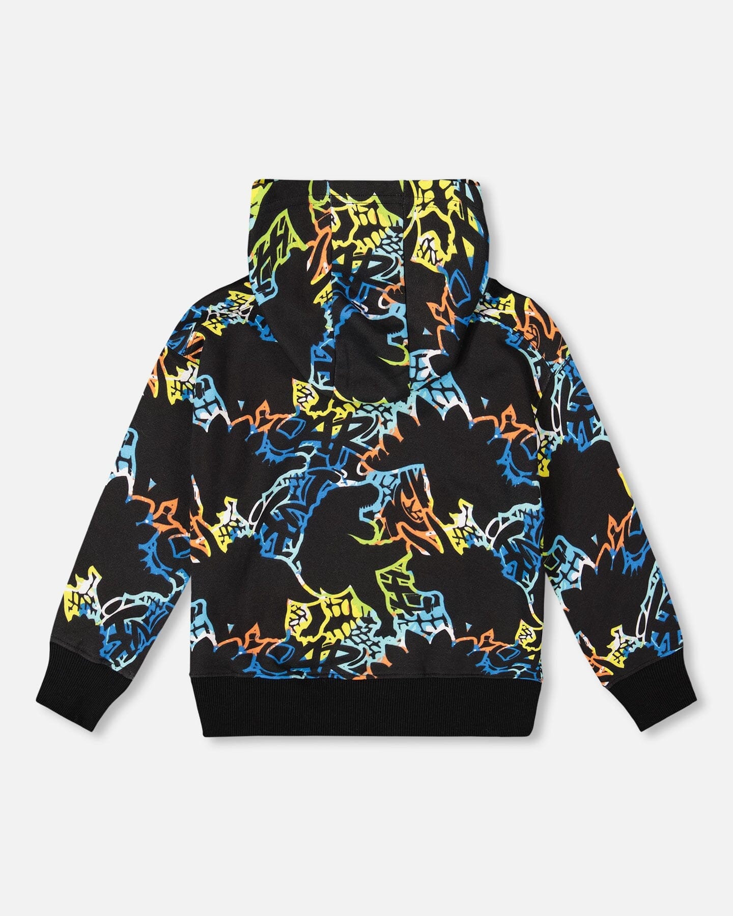 Printed Hooded Fleece Sweatshirt Black-2