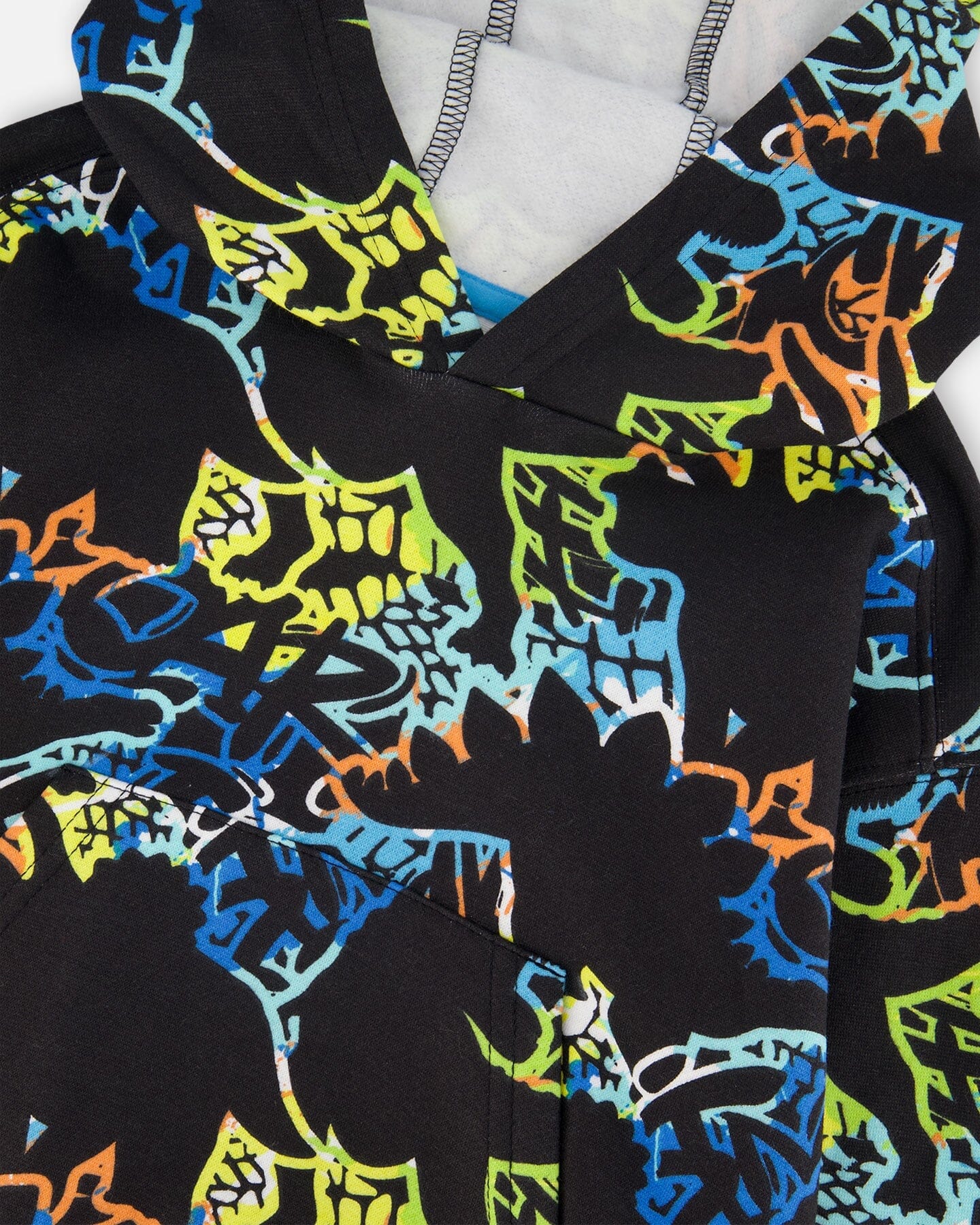 Printed Hooded Fleece Sweatshirt Black-3