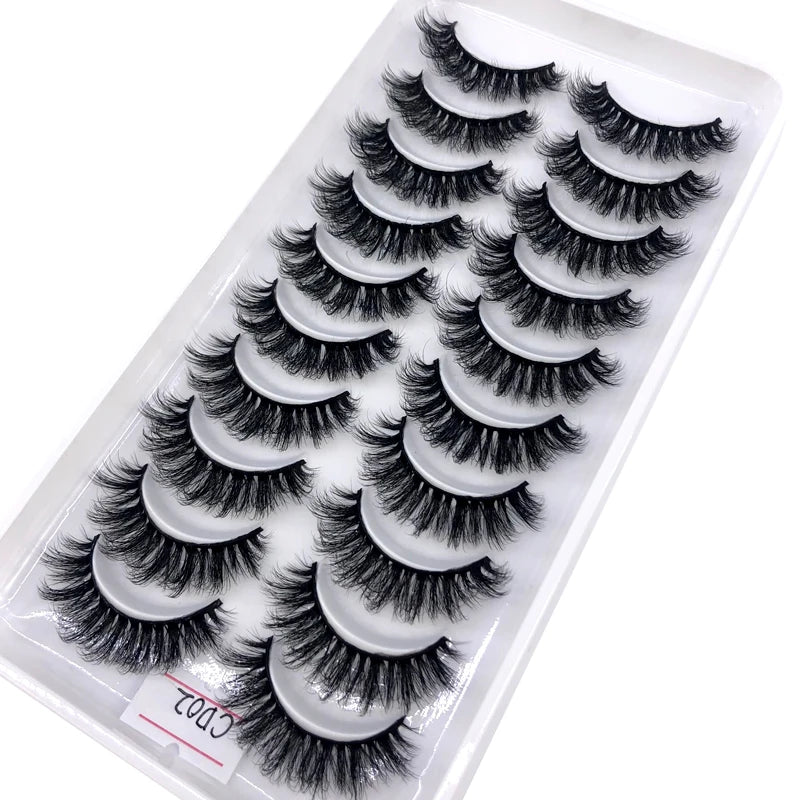 2023 New 10 pairs 3D Mink Eyelashes Natural False Eyelashes Lashes Soft Fake Eyelashes Extension Makeup Tools Wholesale