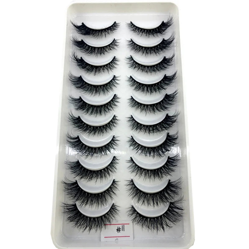 2023 New 10 pairs 3D Mink Eyelashes Natural False Eyelashes Lashes Soft Fake Eyelashes Extension Makeup Tools Wholesale