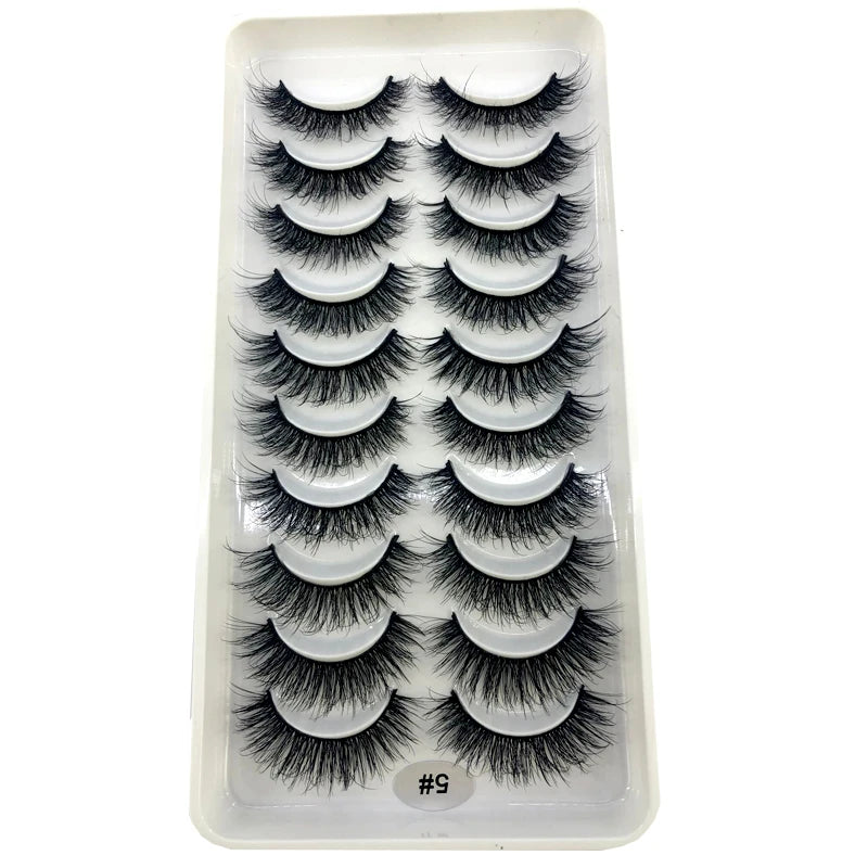 2023 New 10 pairs 3D Mink Eyelashes Natural False Eyelashes Lashes Soft Fake Eyelashes Extension Makeup Tools Wholesale