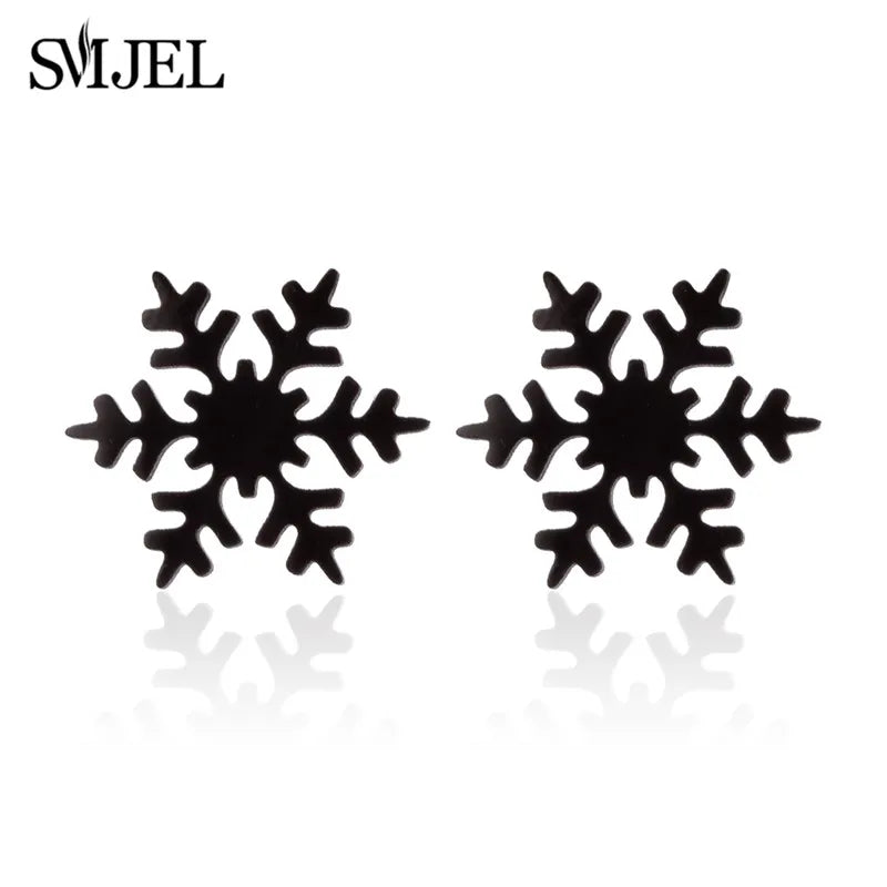 Cute Animal Deer Stud Earrings Stainless Steel Small Snowflake Earring for Women Christmas Jewelry pendientes Gifts