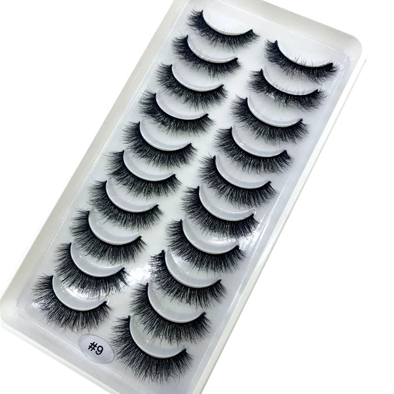 2023 New 10 pairs 3D Mink Eyelashes Natural False Eyelashes Lashes Soft Fake Eyelashes Extension Makeup Tools Wholesale