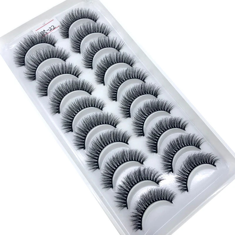 2023 New 10 pairs 3D Mink Eyelashes Natural False Eyelashes Lashes Soft Fake Eyelashes Extension Makeup Tools Wholesale