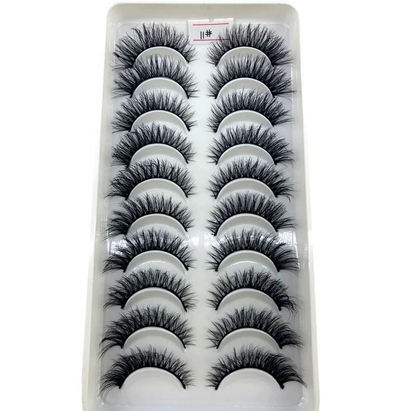 2023 New 10 pairs 3D Mink Eyelashes Natural False Eyelashes Lashes Soft Fake Eyelashes Extension Makeup Tools Wholesale
