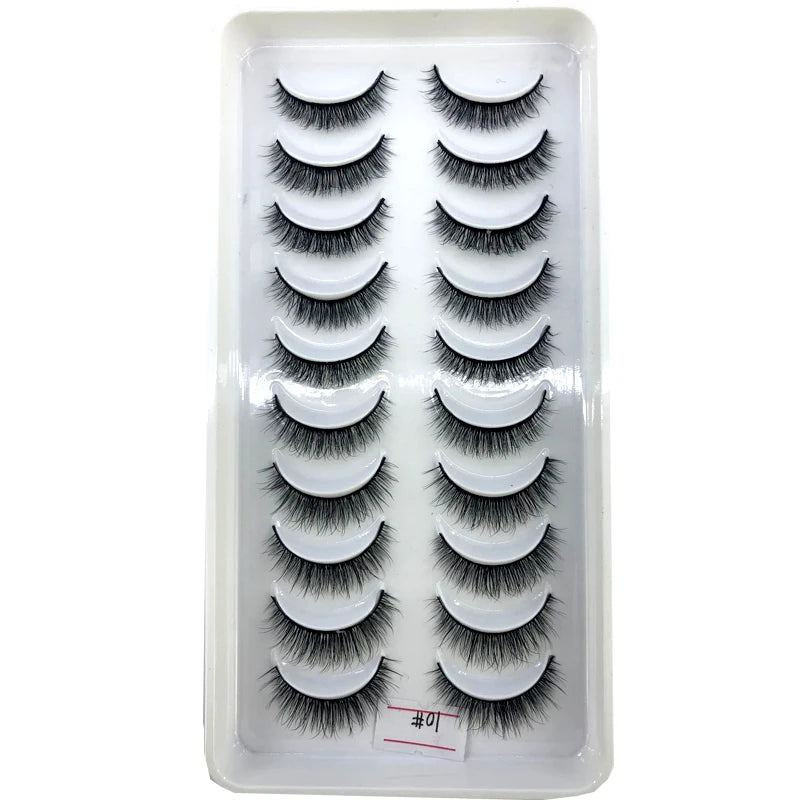 2023 New 10 pairs 3D Mink Eyelashes Natural False Eyelashes Lashes Soft Fake Eyelashes Extension Makeup Tools Wholesale