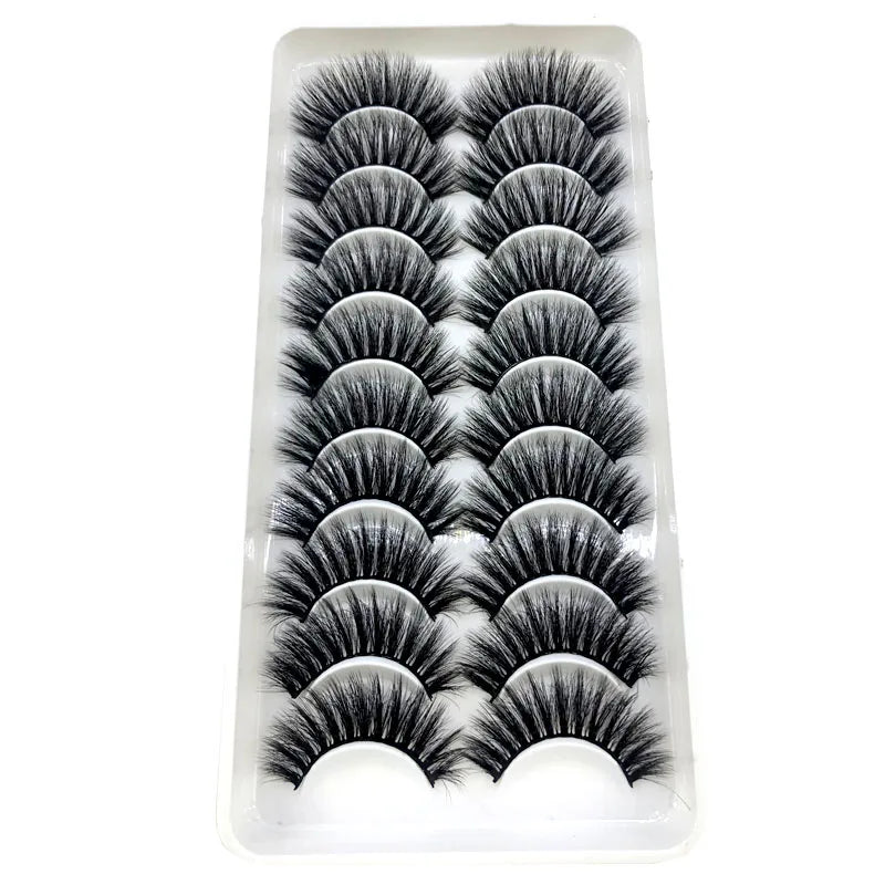 2023 New 10 pairs 3D Mink Eyelashes Natural False Eyelashes Lashes Soft Fake Eyelashes Extension Makeup Tools Wholesale