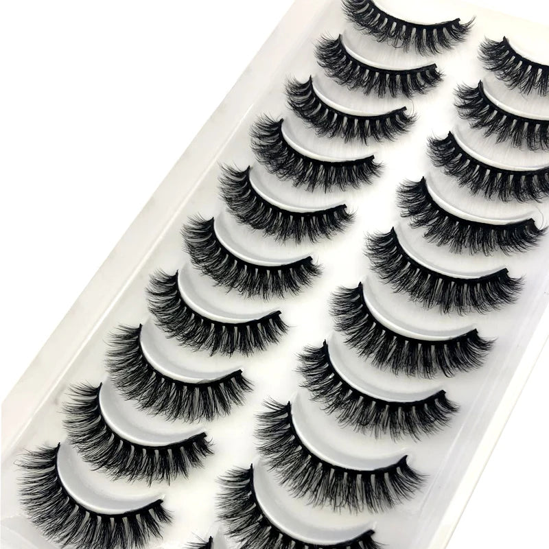 2023 New 10 pairs 3D Mink Eyelashes Natural False Eyelashes Lashes Soft Fake Eyelashes Extension Makeup Tools Wholesale