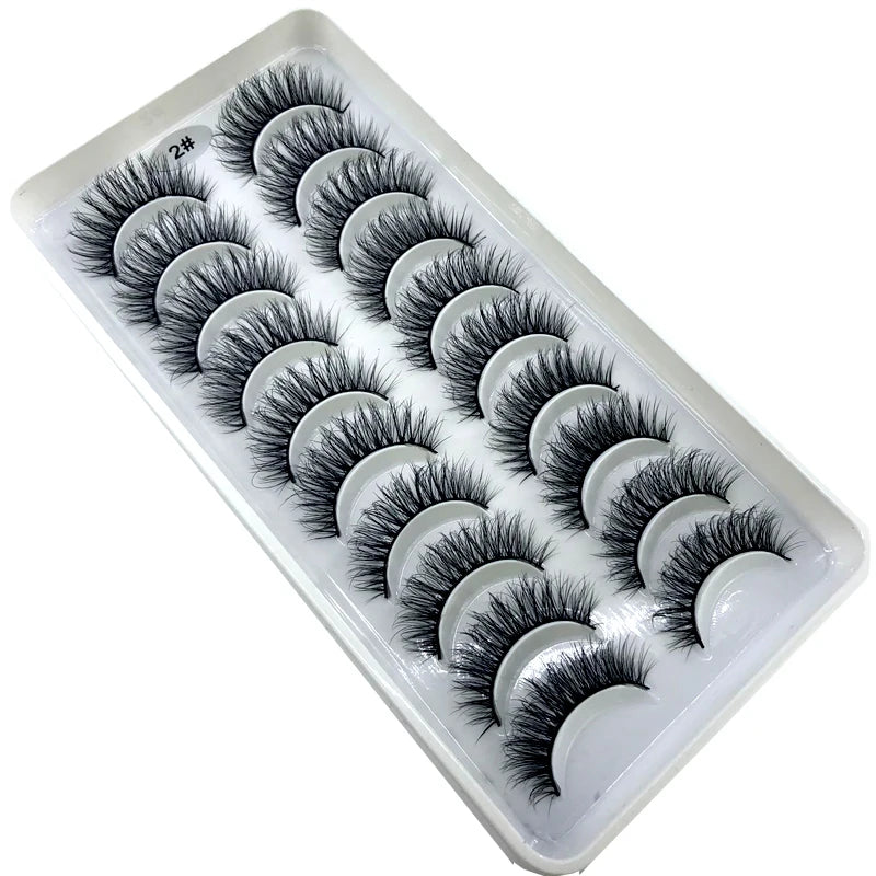 2023 New 10 pairs 3D Mink Eyelashes Natural False Eyelashes Lashes Soft Fake Eyelashes Extension Makeup Tools Wholesale