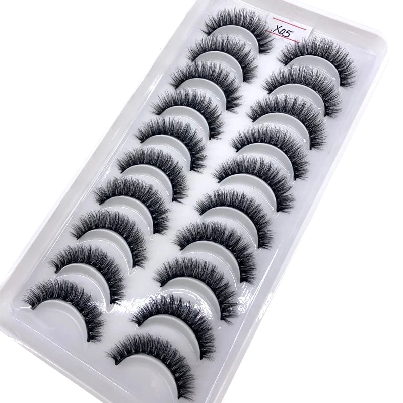 2023 New 10 pairs 3D Mink Eyelashes Natural False Eyelashes Lashes Soft Fake Eyelashes Extension Makeup Tools Wholesale