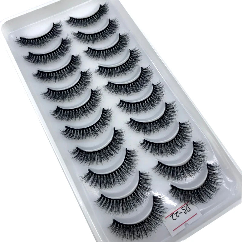 2023 New 10 pairs 3D Mink Eyelashes Natural False Eyelashes Lashes Soft Fake Eyelashes Extension Makeup Tools Wholesale
