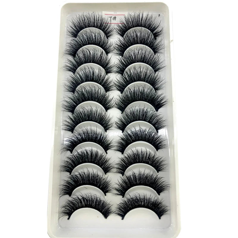 2023 New 10 pairs 3D Mink Eyelashes Natural False Eyelashes Lashes Soft Fake Eyelashes Extension Makeup Tools Wholesale