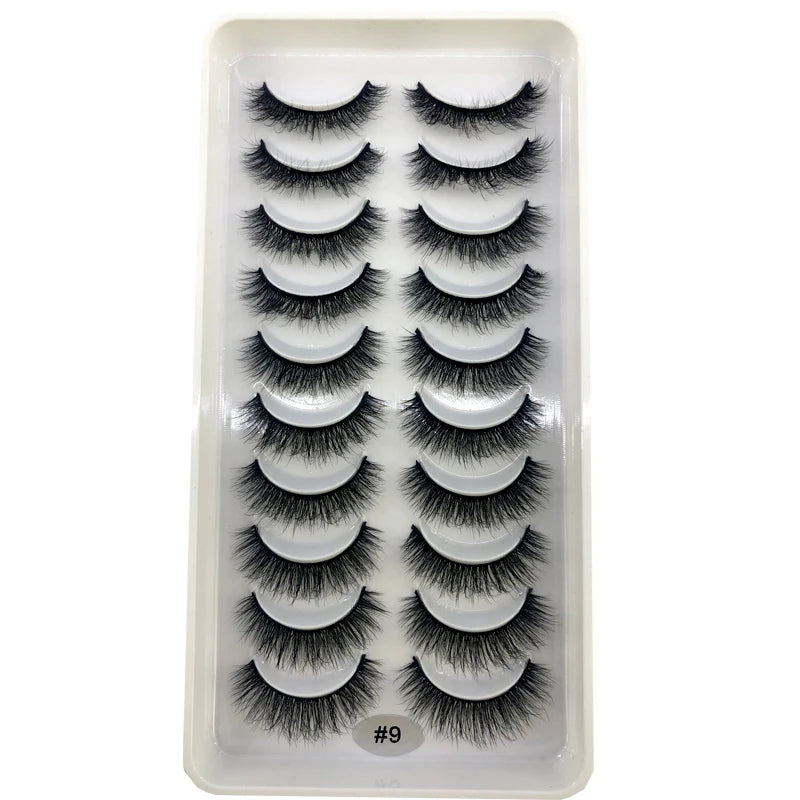 2023 New 10 pairs 3D Mink Eyelashes Natural False Eyelashes Lashes Soft Fake Eyelashes Extension Makeup Tools Wholesale