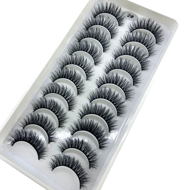 2023 New 10 pairs 3D Mink Eyelashes Natural False Eyelashes Lashes Soft Fake Eyelashes Extension Makeup Tools Wholesale