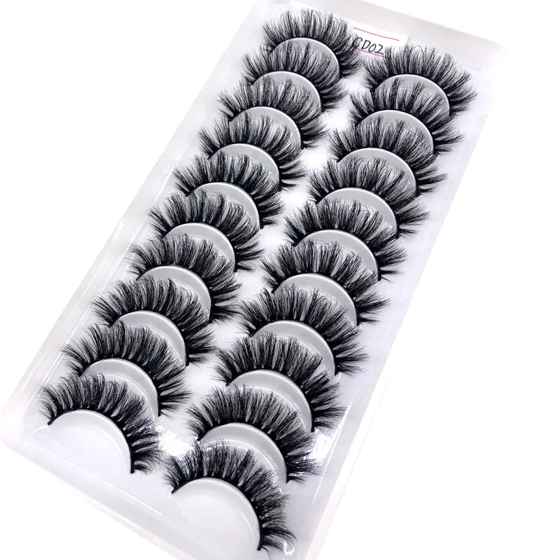 2023 New 10 pairs 3D Mink Eyelashes Natural False Eyelashes Lashes Soft Fake Eyelashes Extension Makeup Tools Wholesale