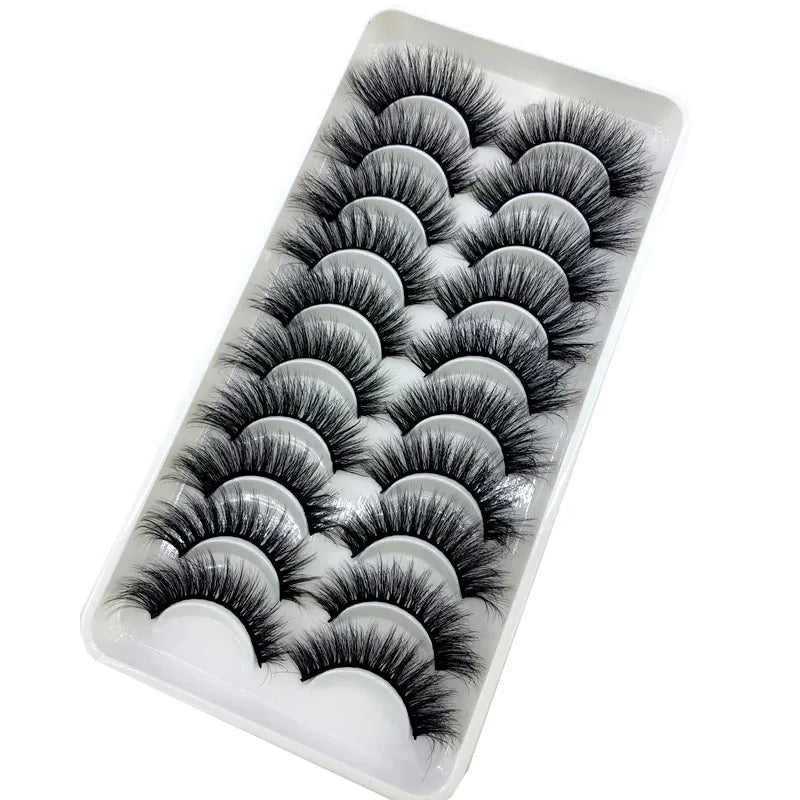2023 New 10 pairs 3D Mink Eyelashes Natural False Eyelashes Lashes Soft Fake Eyelashes Extension Makeup Tools Wholesale