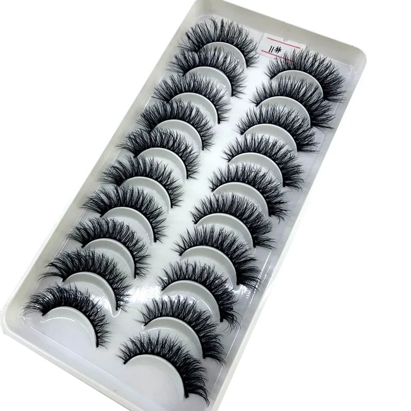 2023 New 10 pairs 3D Mink Eyelashes Natural False Eyelashes Lashes Soft Fake Eyelashes Extension Makeup Tools Wholesale