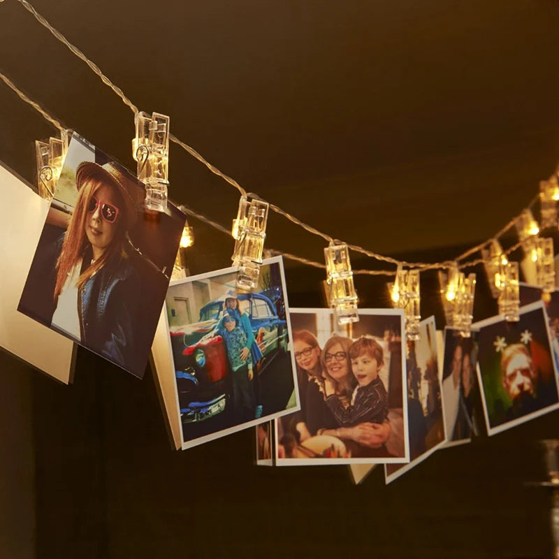 Picture Photo Frame Banner Wedding Decoration Birthday Party Decoration Wedding Wall Rope Clip Wedding Party Supplies
