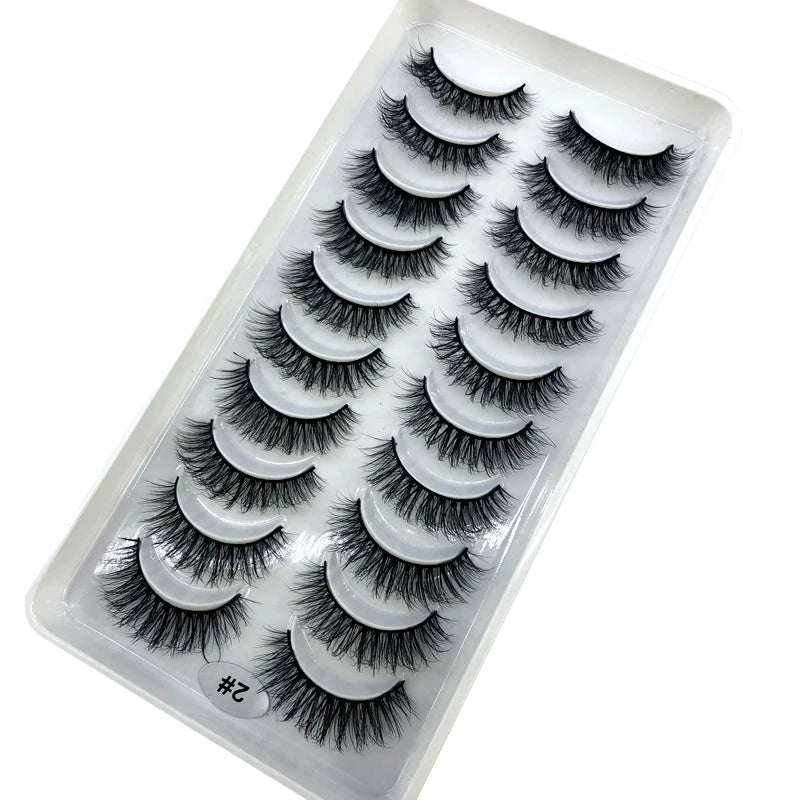 2023 New 10 pairs 3D Mink Eyelashes Natural False Eyelashes Lashes Soft Fake Eyelashes Extension Makeup Tools Wholesale