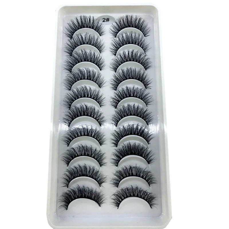2023 New 10 pairs 3D Mink Eyelashes Natural False Eyelashes Lashes Soft Fake Eyelashes Extension Makeup Tools Wholesale
