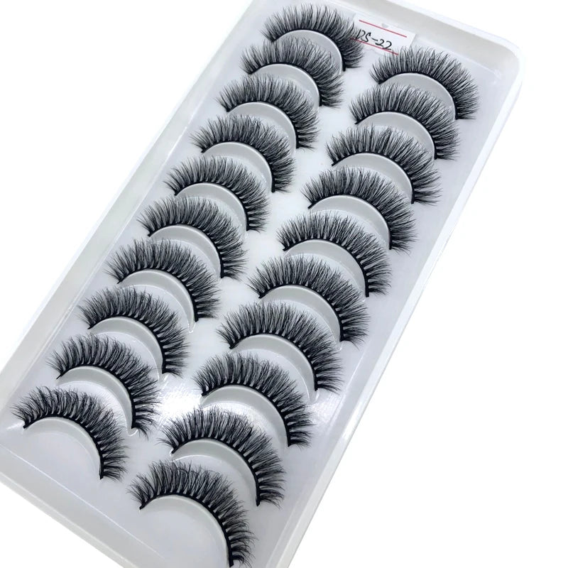 2023 New 10 pairs 3D Mink Eyelashes Natural False Eyelashes Lashes Soft Fake Eyelashes Extension Makeup Tools Wholesale