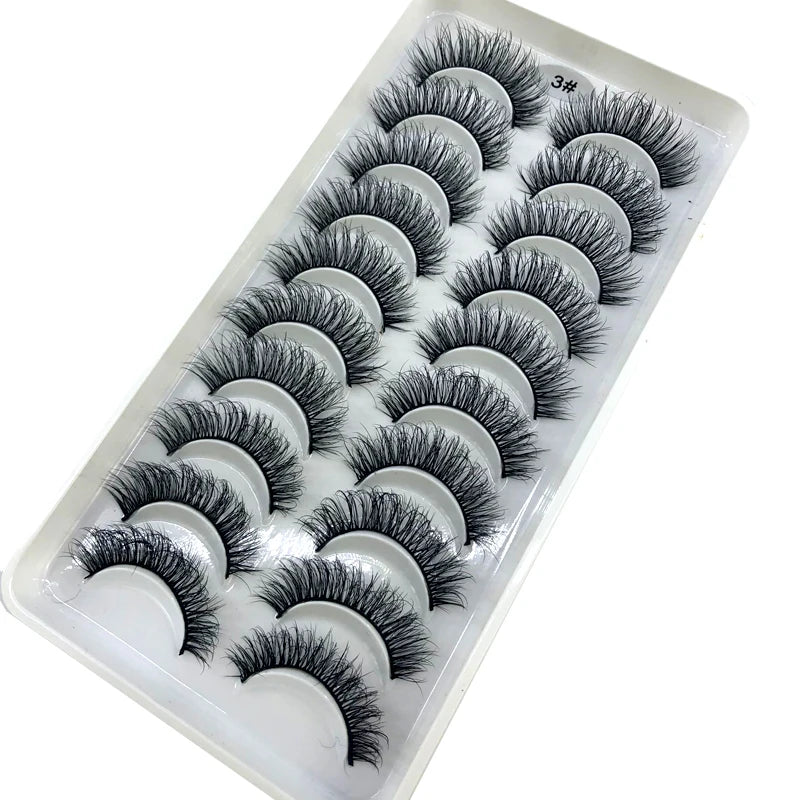 2023 New 10 pairs 3D Mink Eyelashes Natural False Eyelashes Lashes Soft Fake Eyelashes Extension Makeup Tools Wholesale