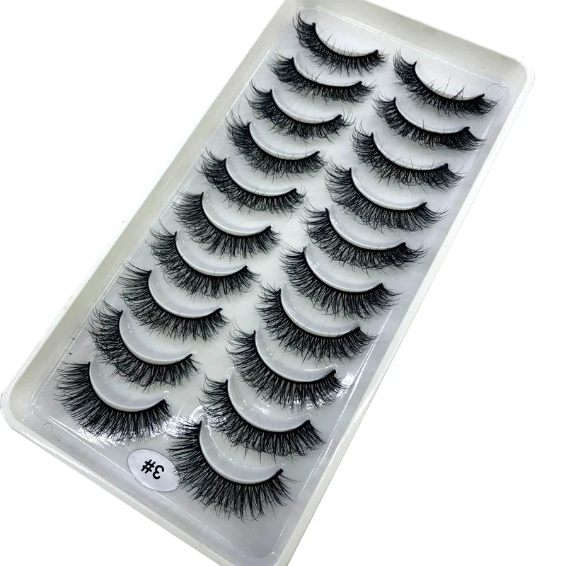 2023 New 10 pairs 3D Mink Eyelashes Natural False Eyelashes Lashes Soft Fake Eyelashes Extension Makeup Tools Wholesale