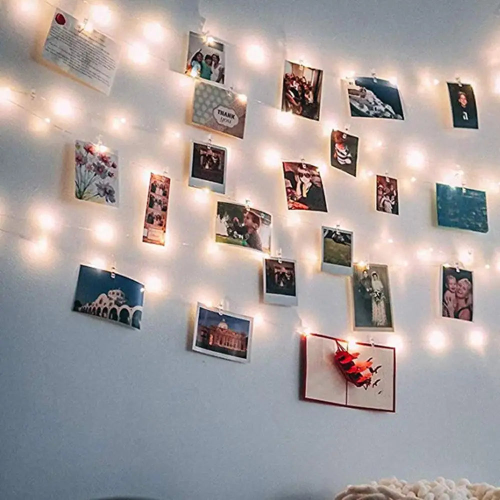 Picture Photo Frame Banner Wedding Decoration Birthday Party Decoration Wedding Wall Rope Clip Wedding Party Supplies