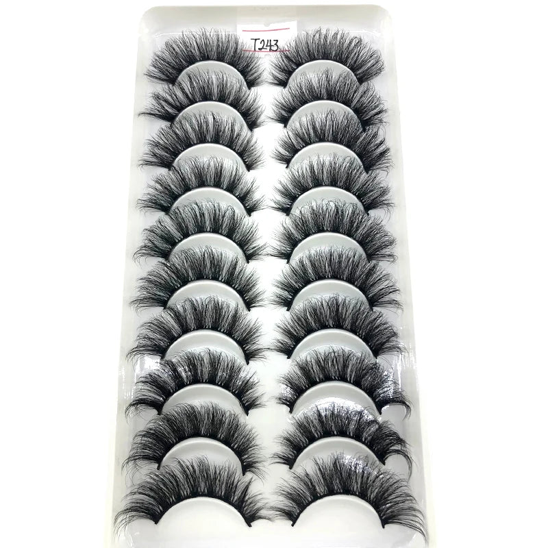 2023 New 10 pairs 3D Mink Eyelashes Natural False Eyelashes Lashes Soft Fake Eyelashes Extension Makeup Tools Wholesale