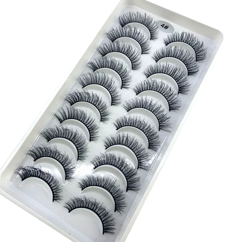 2023 New 10 pairs 3D Mink Eyelashes Natural False Eyelashes Lashes Soft Fake Eyelashes Extension Makeup Tools Wholesale