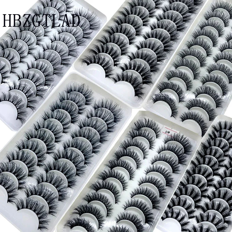 2023 New 10 pairs 3D Mink Eyelashes Natural False Eyelashes Lashes Soft Fake Eyelashes Extension Makeup Tools Wholesale