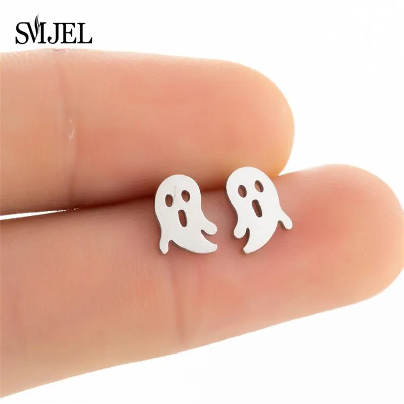 Cute Animal Deer Stud Earrings Stainless Steel Small Snowflake Earring for Women Christmas Jewelry pendientes Gifts