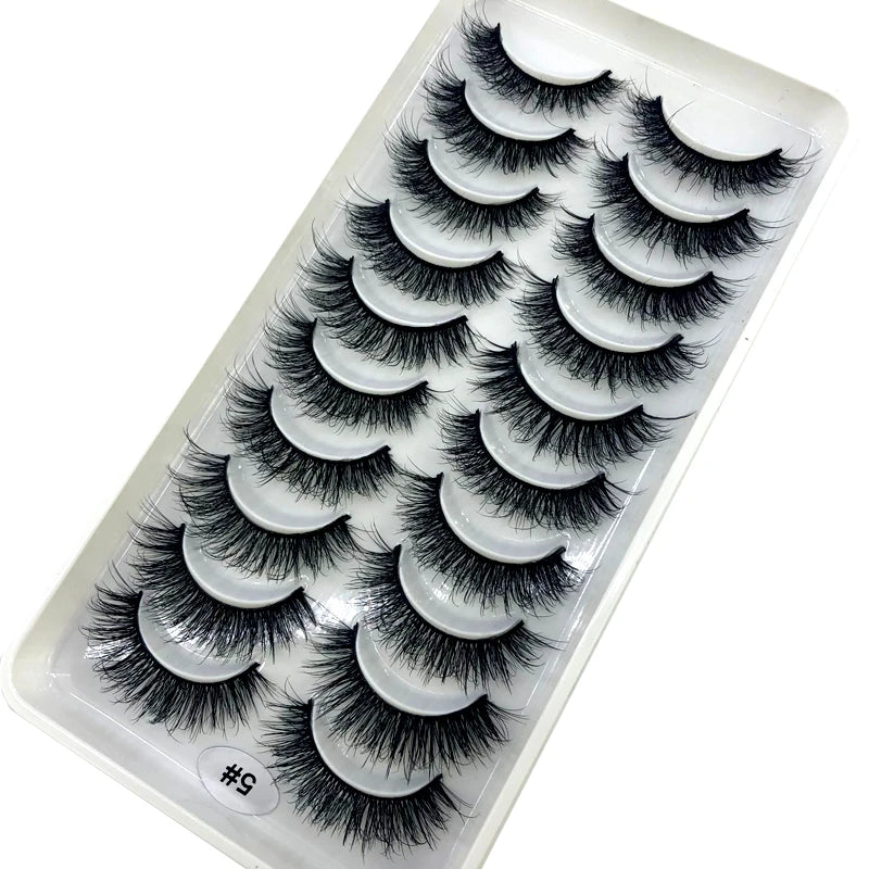 2023 New 10 pairs 3D Mink Eyelashes Natural False Eyelashes Lashes Soft Fake Eyelashes Extension Makeup Tools Wholesale