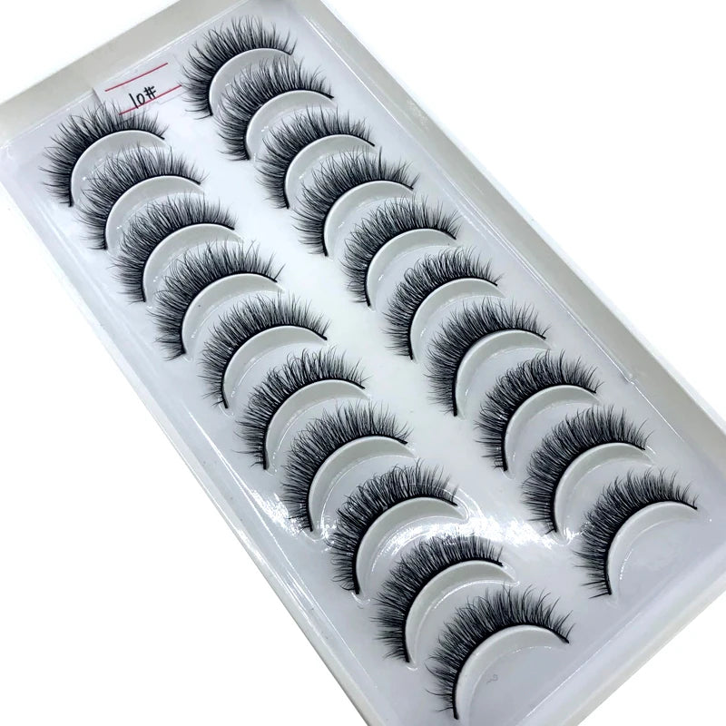 2023 New 10 pairs 3D Mink Eyelashes Natural False Eyelashes Lashes Soft Fake Eyelashes Extension Makeup Tools Wholesale