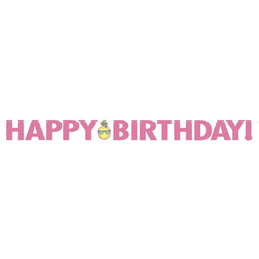 Happy Birthday Decorative Party Banner - Pink & Yellow-0