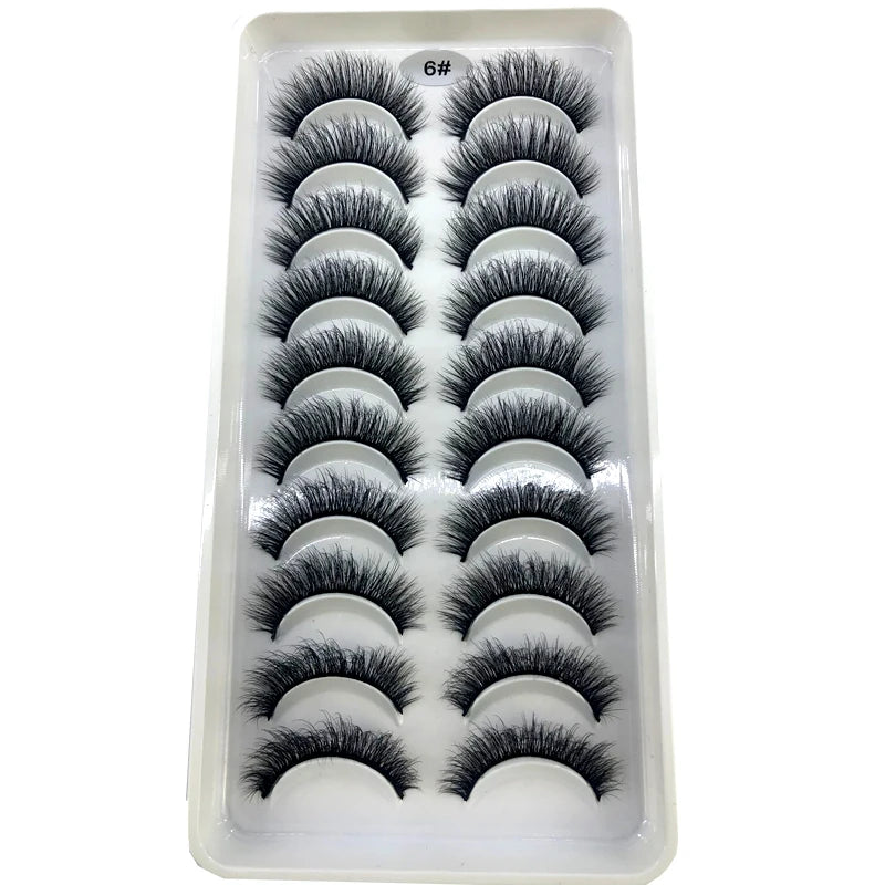 2023 New 10 pairs 3D Mink Eyelashes Natural False Eyelashes Lashes Soft Fake Eyelashes Extension Makeup Tools Wholesale