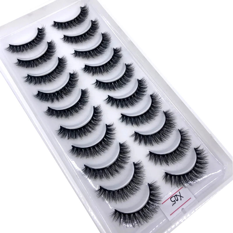2023 New 10 pairs 3D Mink Eyelashes Natural False Eyelashes Lashes Soft Fake Eyelashes Extension Makeup Tools Wholesale