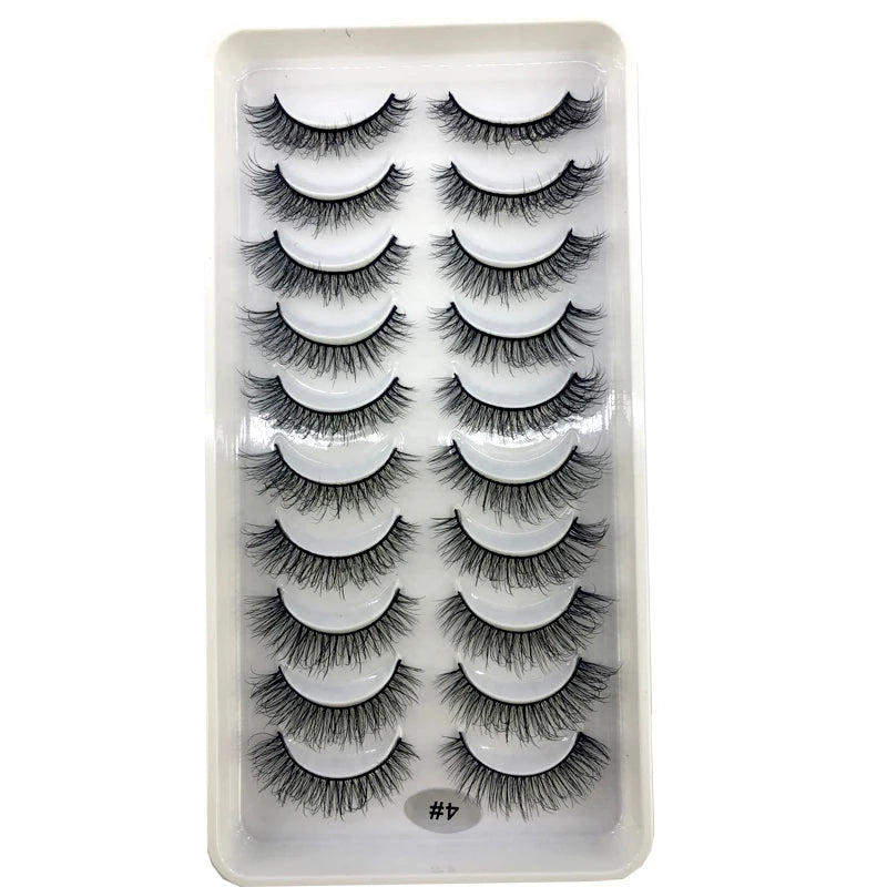 2023 New 10 pairs 3D Mink Eyelashes Natural False Eyelashes Lashes Soft Fake Eyelashes Extension Makeup Tools Wholesale