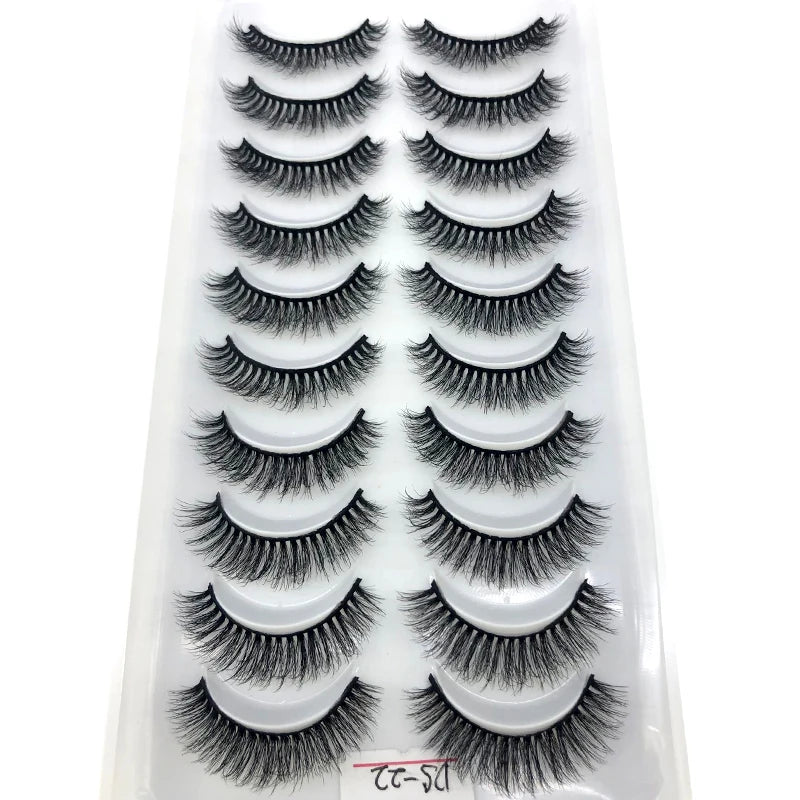 2023 New 10 pairs 3D Mink Eyelashes Natural False Eyelashes Lashes Soft Fake Eyelashes Extension Makeup Tools Wholesale