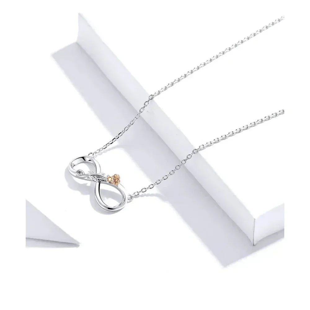Delicate Rose: Sterling Silver Choker Necklace with Infinity Design
