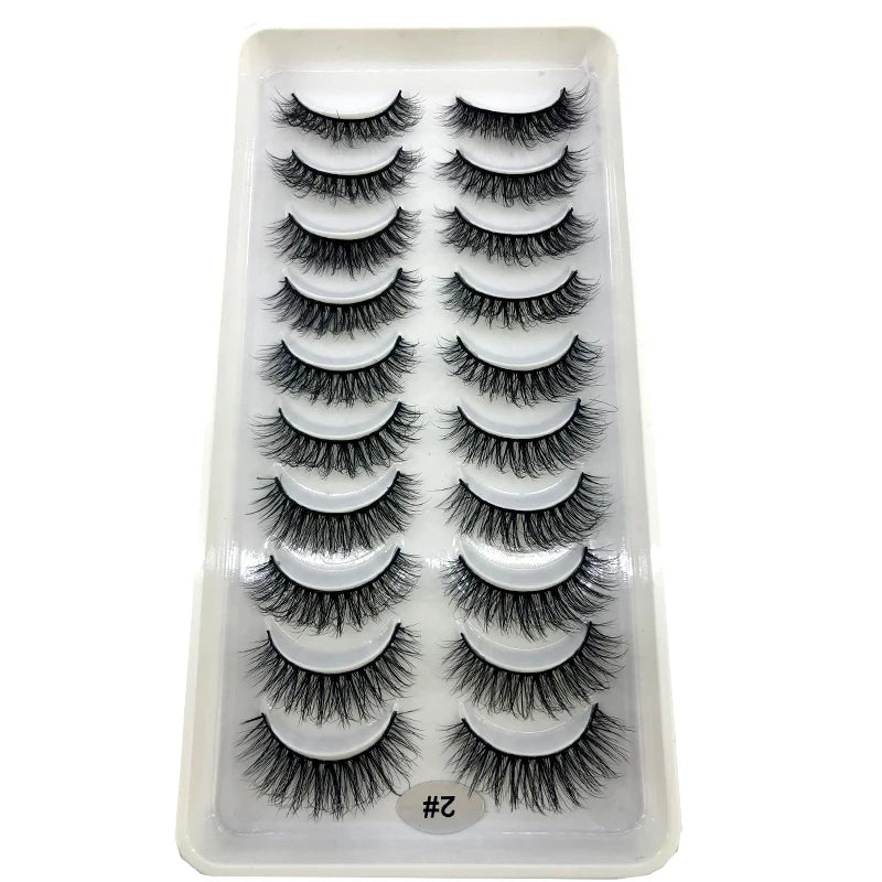 2023 New 10 pairs 3D Mink Eyelashes Natural False Eyelashes Lashes Soft Fake Eyelashes Extension Makeup Tools Wholesale
