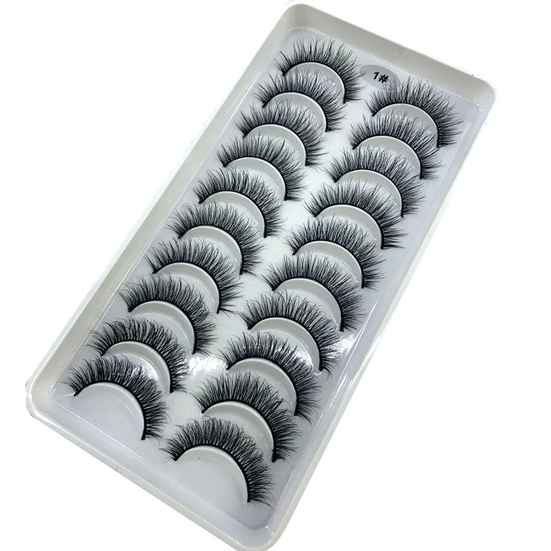 2023 New 10 pairs 3D Mink Eyelashes Natural False Eyelashes Lashes Soft Fake Eyelashes Extension Makeup Tools Wholesale