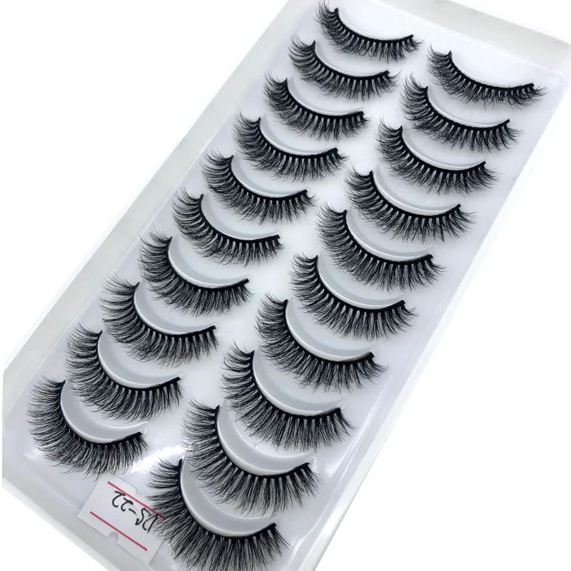 2023 New 10 pairs 3D Mink Eyelashes Natural False Eyelashes Lashes Soft Fake Eyelashes Extension Makeup Tools Wholesale