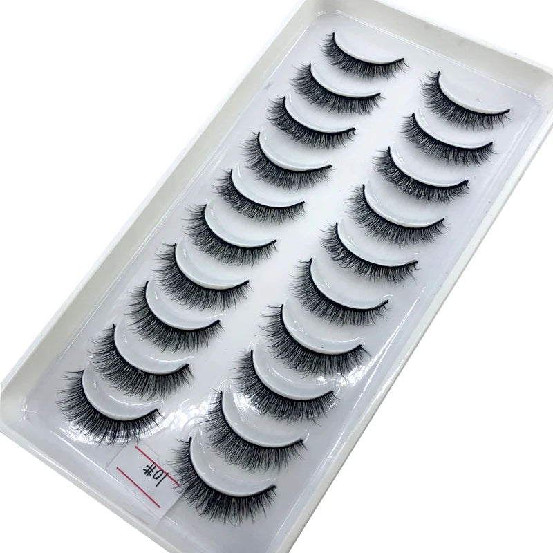 2023 New 10 pairs 3D Mink Eyelashes Natural False Eyelashes Lashes Soft Fake Eyelashes Extension Makeup Tools Wholesale